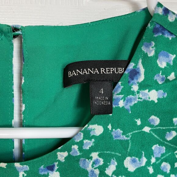 Banana Republic Green floral Asymmetric Hem Dress Size 4 sleeveless - Picture 9 of 9